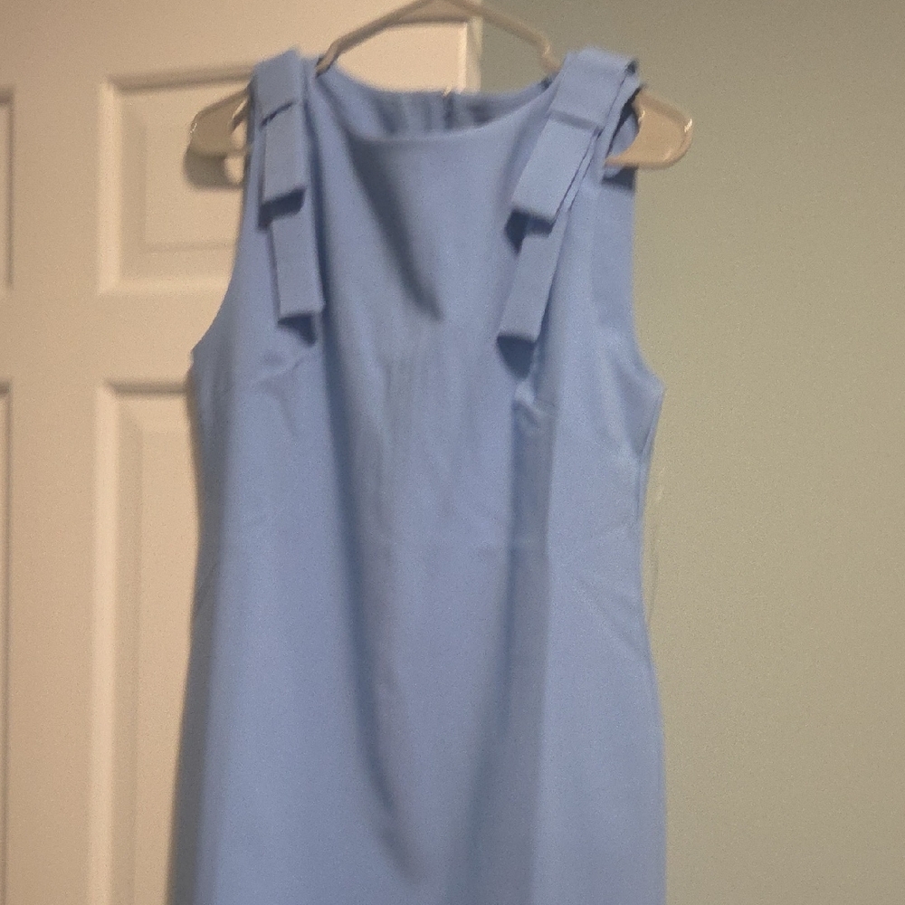 Anne Klein Light Blue Bow Accent Mini Dress